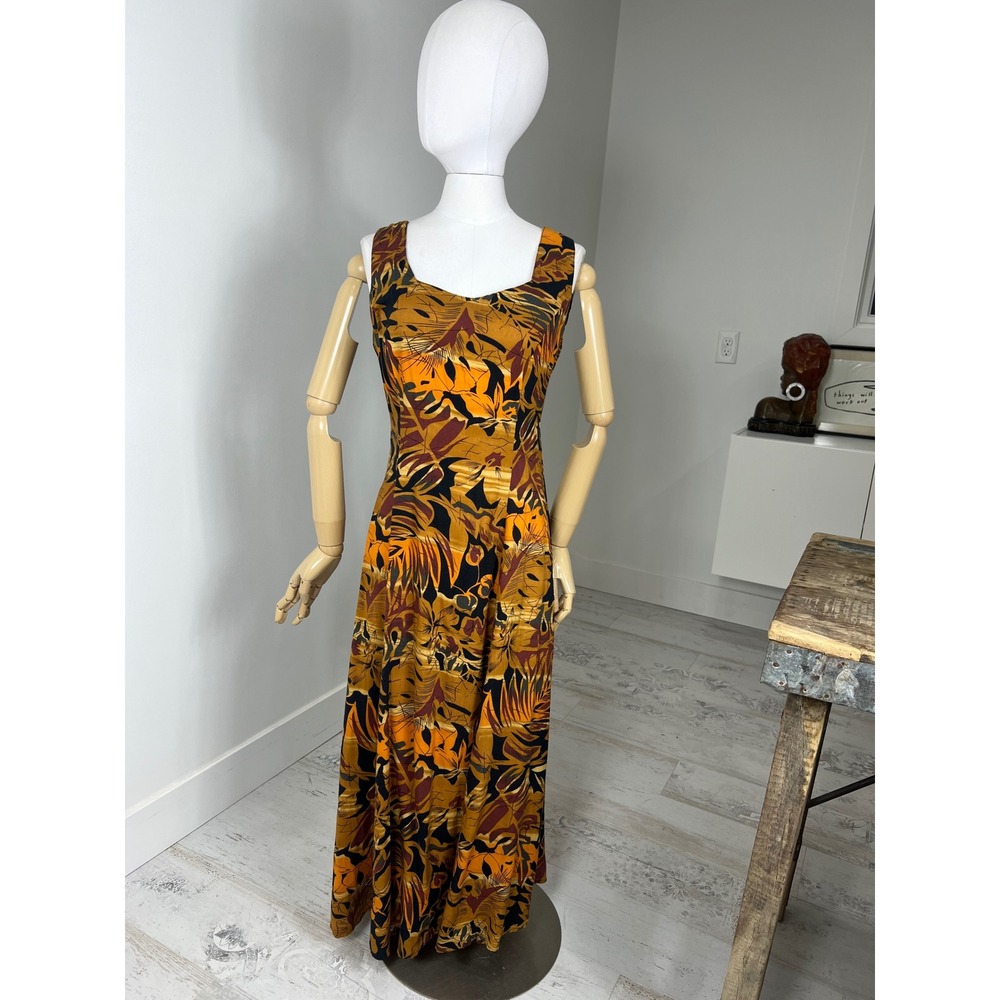 90s‎ Floral Maxi Dress With Cutout Tie Back Dress